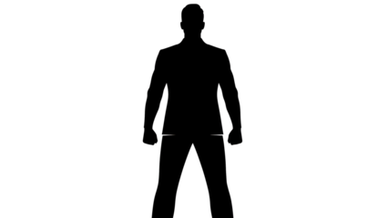 A silhouette of a man in a confident pose