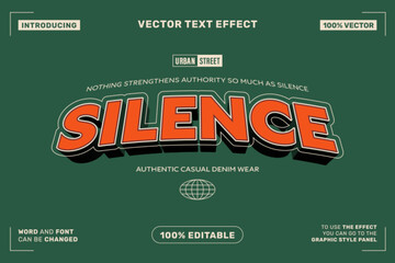 Silence Urban Street Retro 3D Editable Text Effect Vector