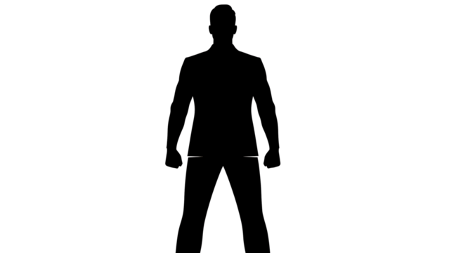 A silhouette of a man in a confident pose - Powered by Adobe