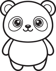 Baby panda drawn in a smooth minimal cute character style with gentle rounded line art one line art