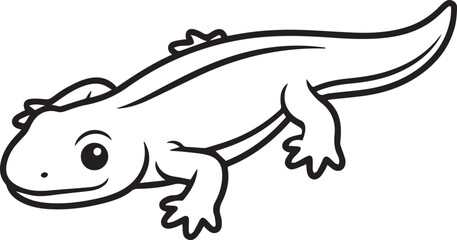 Lizard designed in a soft simple minimal friendly animal expression style line art one line art