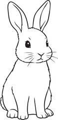 Rabbit drawn in a soft simple gentle minimal character style with cute rounded line art one line art