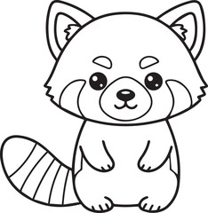 Raccoon illustrated in a soft friendly minimal wild animal character style line art one line art