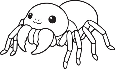 Spider illustrated in a clean simple minimal insect style with soft curved line art one line art