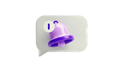 Notification Bell Icon in Speech Bubble on White Background