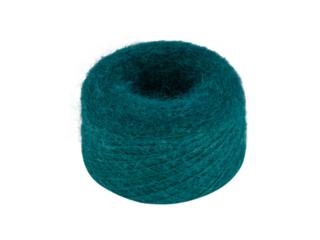A Green fluffy yarn ball with a soft, airy texture, isolated on a white background. Ideal for knitting, crocheting, or craft projects, this soothing skein brings a calming elegance to handmade