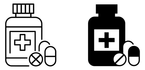 pill bottle icon set vector