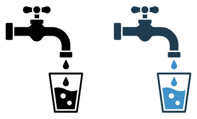 drinking water faucet glass icon