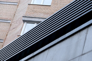 Architectural details of a modern building showcasing sleek lines