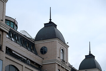 Elegant architectural details of rooftops in an urban setting