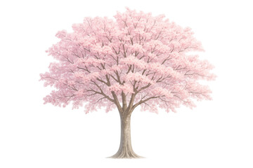Obraz premium Cherry blossom tree flowering with pale pink petals. Symbolizing spring, renewal, and transformation, isolated on transparent background