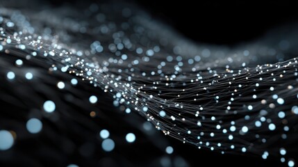 Visual representation of data flow with binary code in an artificial intelligence and machine learning context, emphasizing future technology concepts