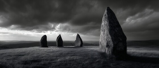 stone circle stands on windswept plain