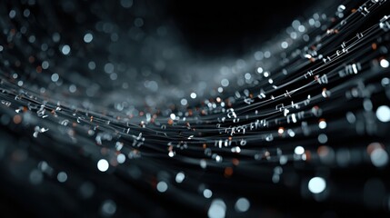 Visual representation of data flow with binary code in an artificial intelligence and machine learning context, emphasizing future technology concepts