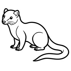 Dwarf Mongoose Line Art Vector Illustration on White Background