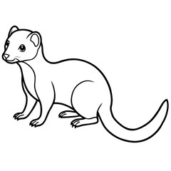 Dwarf Mongoose Line Art Vector Illustration on White Background