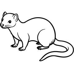 Dwarf Mongoose Line Art Vector Illustration on White Background