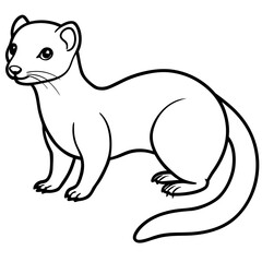 Dwarf Mongoose Line Art Vector Illustration on White Background