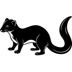Dwarf Mongoose Silhouette Vector Illustration on White Background