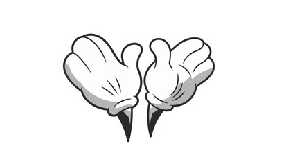 A pair of cartoon white gloves with black fingertips pointing downwards.