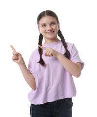 Portrait of cute girl on white background