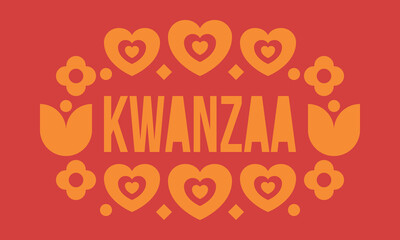 Kwanzaa Happy Celebration. African and African-American culture holiday. Seven days festival, celebrate annual from December 26 to January 1. Black history. Poster, card, banner and background. Vector
