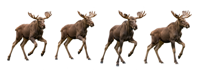 Set Of Young baby moose calf stands isolated on transparent background, Moose PNG (Alces alces)