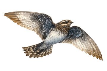 Fototapeta premium Flying Nightjar hand drawn watercolor nocturnal bird