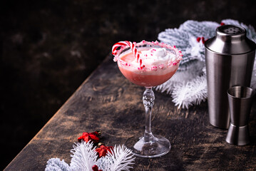 Christmas drink pink peppermint martini