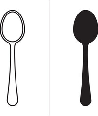 Spoon line and silhouette cutlery utensil also transparent background