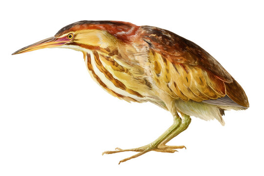 Least Bittern marsh bird hand drawn watercolor illustration