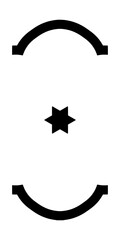 Abstract symbol with star in the center between two curved lines, symbolizing balance and cosmic connection