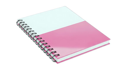 Pink and White Spiral Notebook Isolated on White Background