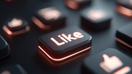Social media engagement captured through a close-up of like buttons displaying interaction and connection in a technological environment