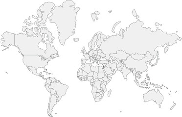 World Map – Global Countries Outline Vector