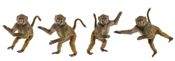 Set Of Monkey In Different Poses isolated on transparent background, rhesus monkey PNG, (Cercopithecidae)