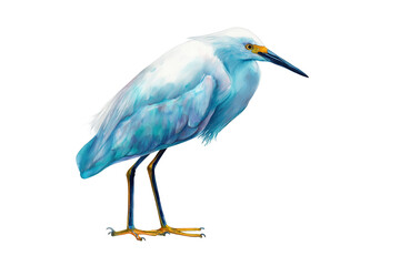 Obraz premium Artistic Snowy Egret Hand Drawn Watercolor Bird Art