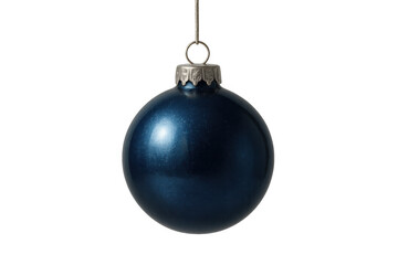 Blue christmas ornament hanging, festive holiday decoration, shiny bauble for seasonal celebrations, transparent background