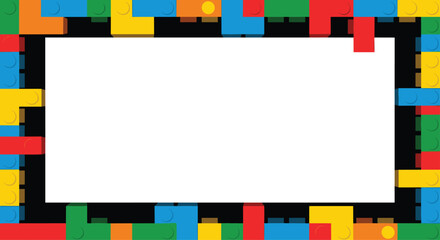Lego-block frame, a colorful, child-like border for creating an eye-catching background.