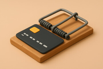 a classic rat trap baited with a shiny credit card.