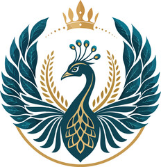 Obraz premium Elegant Peacock Logo Vector Design | Stylized Bird Silhouette with Decorative Feathers 