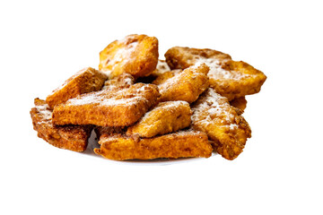 Golden Fried Christmas Dessert with Powdered Sugar, know as rabanadas de Natal