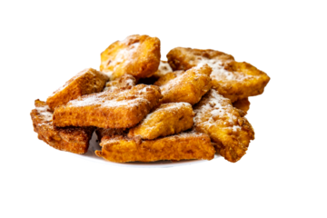 Golden Fried Christmas Dessert with Powdered Sugar, know as rabanadas de Natal