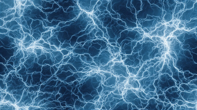 Blue seamless pattern with electric lightning design showing movement