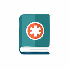 Fototapeta premium Medical Handbook with Emergency Star Emblem for First Aid Guidance and Health Information
