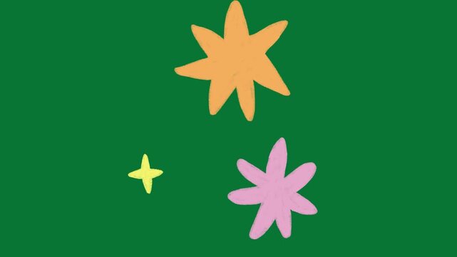 Hand Drawn Star Doodle Animation Green Screen