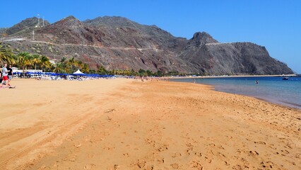 Landscape of Las Teresitas beach in Santa Cruz de Tenerife in the Canary Islands, Spain.