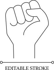 Raised Fist Line Art Icon, Revolution and Empowerment Symbol Vector Illustration