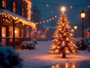 Magical Winter Christmas 2025 Lighted Tree Banner