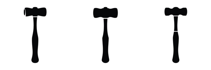 Reflex Hammer Vector Icons Set – Medical Neurological Examination Tool Silhouette Illustrations for Healthcare, Hospital, Diagnosis, and Physiotherapy Design